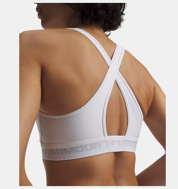 Beyaz Kadın UA Crossback Mid Spor Sütyeni