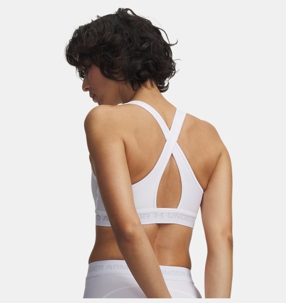Beyaz Kadın UA Crossback Mid Spor Sütyeni