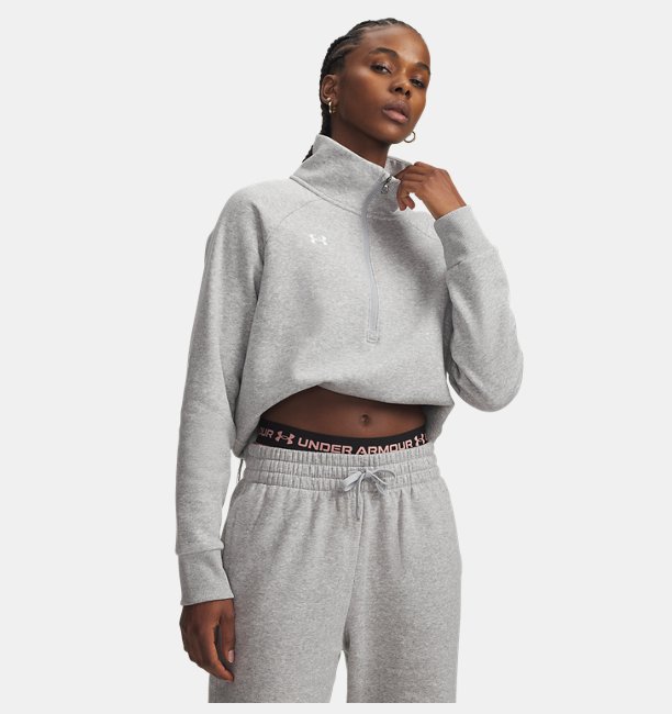 Kadın UA Rival Fleece Yarım Fermuarlı Sweatshirt Gri