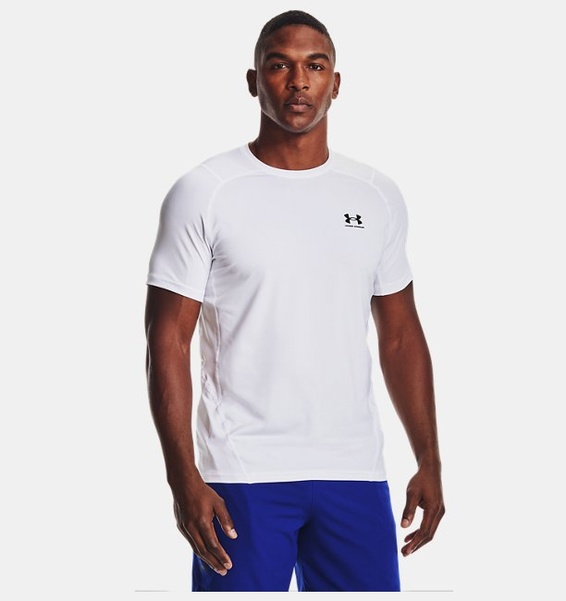 Beyaz Erkek UA HG Armour Fitted Kısa Kollu T-shirt