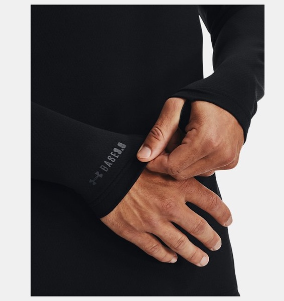 Siyah Erkek ColdGear® Base 3.0 Bisiklet Yaka