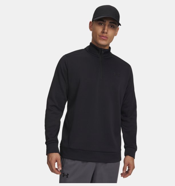 Erkek UA Armour Fleece 1/4 Fermuarlı Sweatshirt Siyah