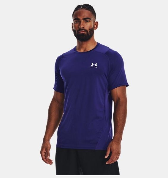 Mavi Erkek UA HG Armour Fitted Kısa Kollu T-shirt