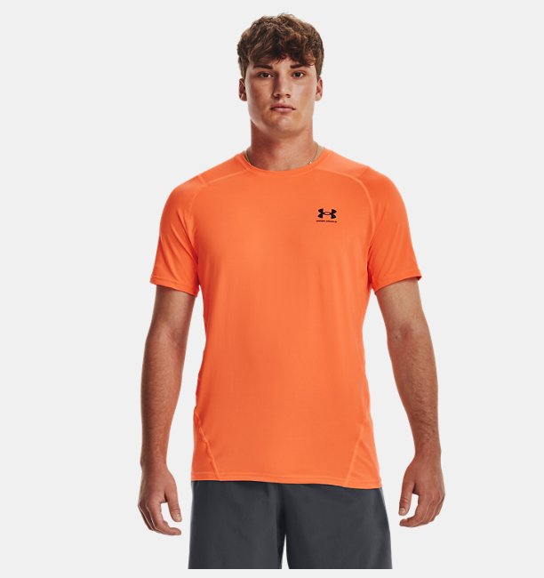 Erkek UA HG Armour Fitted Kısa Kollu T-shirt Turuncu