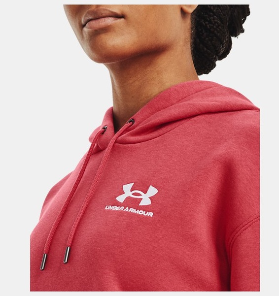Kırmızı Kadın UA Essential Fleece Kapüşonlu Üst