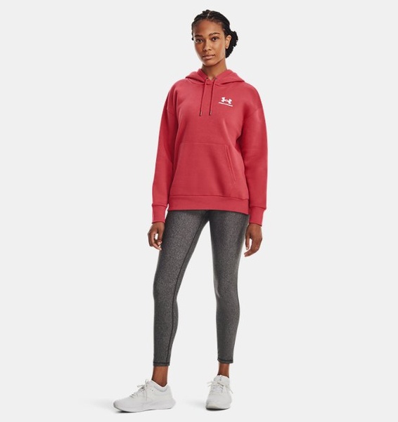 Kırmızı Kadın UA Essential Fleece Kapüşonlu Üst
