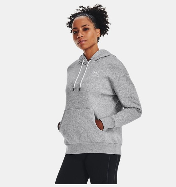 Gri Kadın UA Essential Fleece Kapüşonlu Üst