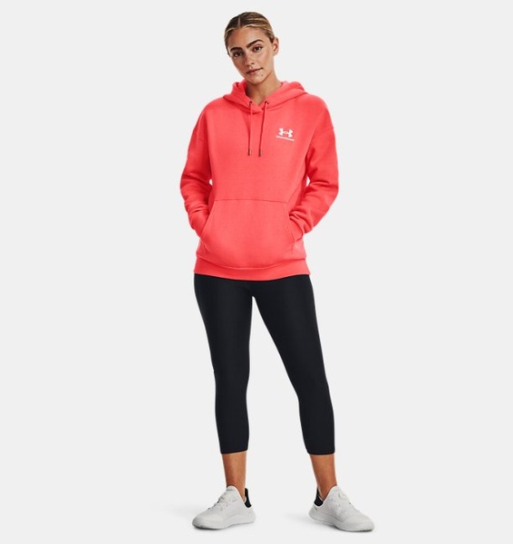 Kırmızı Kadın UA Essential Fleece Kapüşonlu Üst