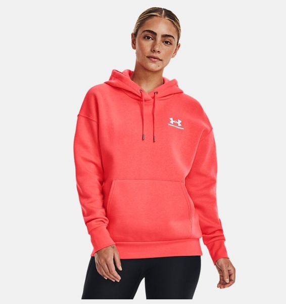 Kırmızı Kadın UA Essential Fleece Kapüşonlu Üst