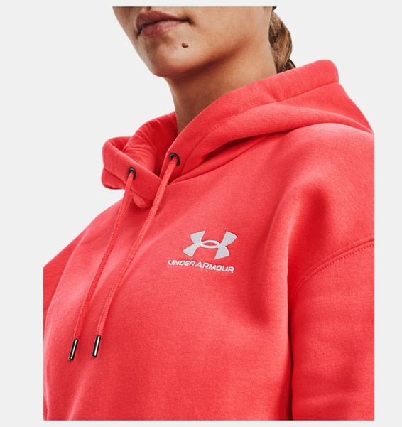 Kırmızı Kadın UA Essential Fleece Kapüşonlu Üst
