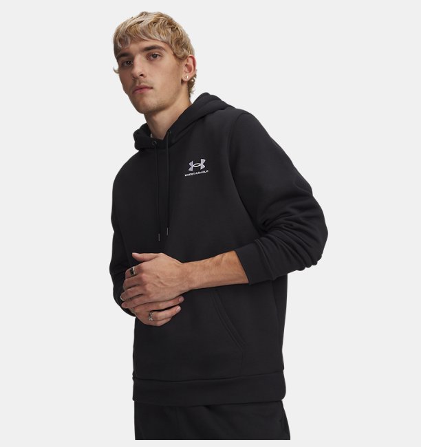 Erkek UA Icon Fleece Kapüşonlu Üst Siyah