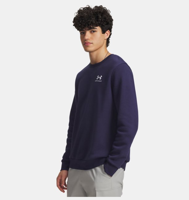 Erkek UA Icon Fleece Bisiklet Yaka Sweatshirt Lacivert