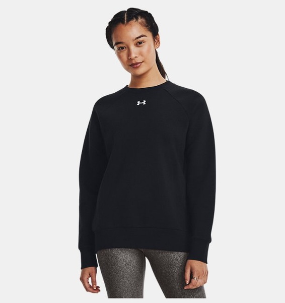 Siyah Kadın UA Rival Fleece Bisiklet Yaka Sweatshirt