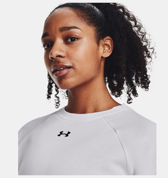 Beyaz Kadın UA Rival Fleece Bisiklet Yaka Sweatshirt