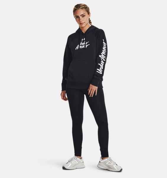 Siyah Kadın UA Rival Fleece Graphic Kapüşonlu Üst