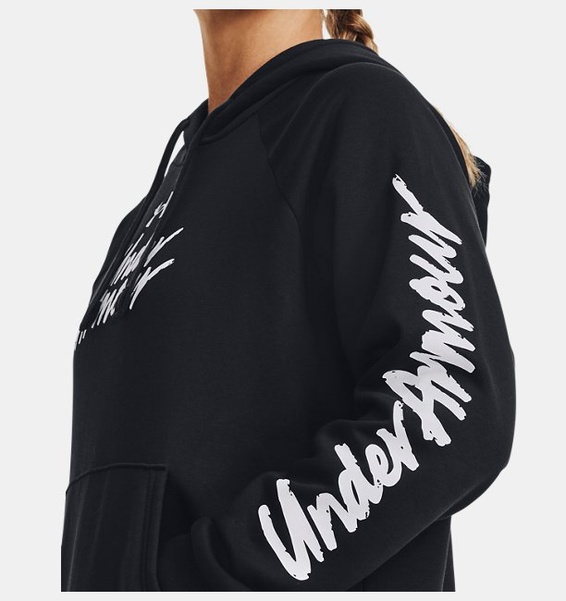 Siyah Kadın UA Rival Fleece Graphic Kapüşonlu Üst