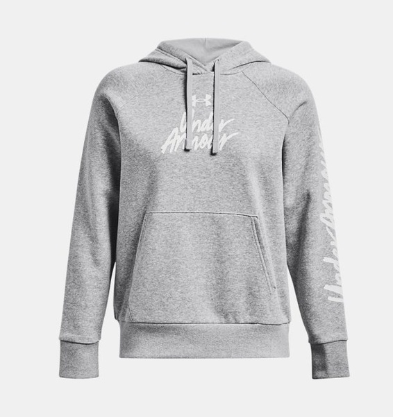 Gri Kadın UA Rival Fleece Graphic Kapüşonlu Üst