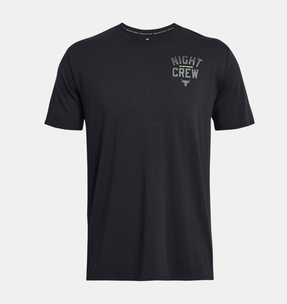 Siyah Erkek Project Rock Night Bisiklet Yaka Kısa Kollu T-shirt