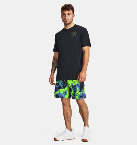 Siyah Erkek Project Rock Night Bisiklet Yaka Kısa Kollu T-shirt