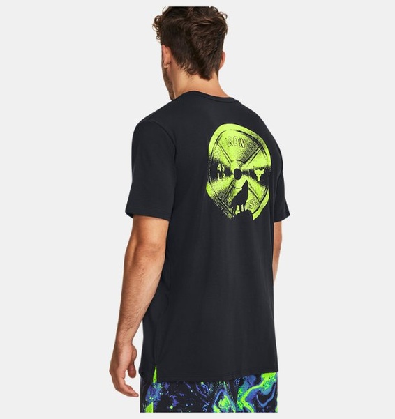 Siyah Erkek Project Rock Night Bisiklet Yaka Kısa Kollu T-shirt