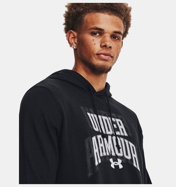 Siyah Erkek UA Rival Terry Graphic Kapüşonlu Üst