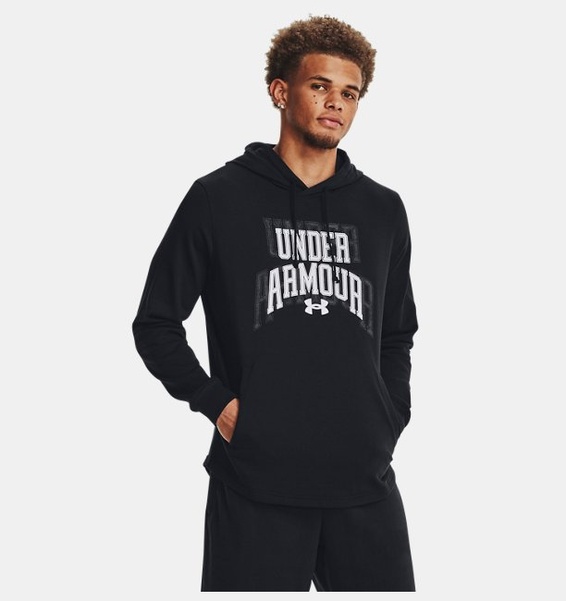 Siyah Erkek UA Rival Terry Graphic Kapüşonlu Üst