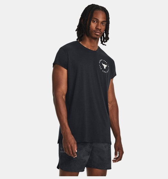 Siyah Erkek Project Rock Cap Sleeve T-shirt