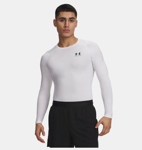 Beyaz Erkek UA HG Armour Comp Uzun Kollu T-shirt