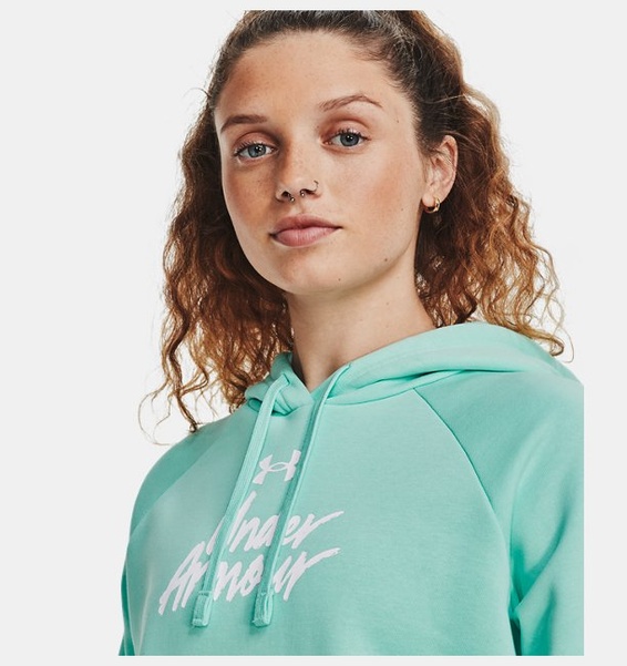 Turkuaz Kadın UA Rival Fleece Graphic Kapüşonlu Üst
