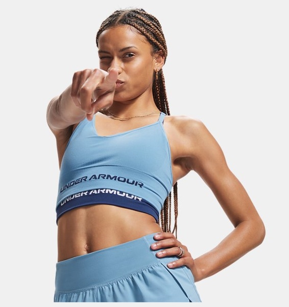 Mavi Kadın UA Vanish Dikişsiz Low Spor Sütyeni