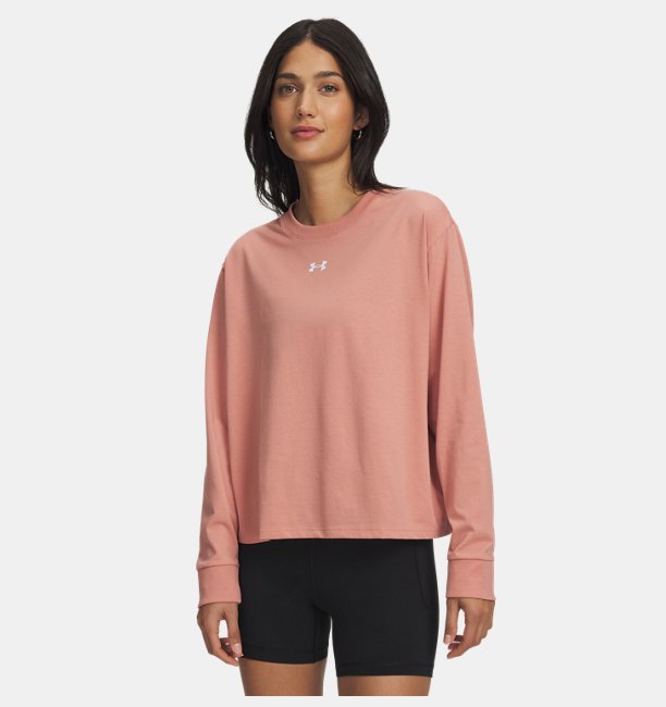 Kadın UA Boxy Uzun Kollu T-Shirt Pembe