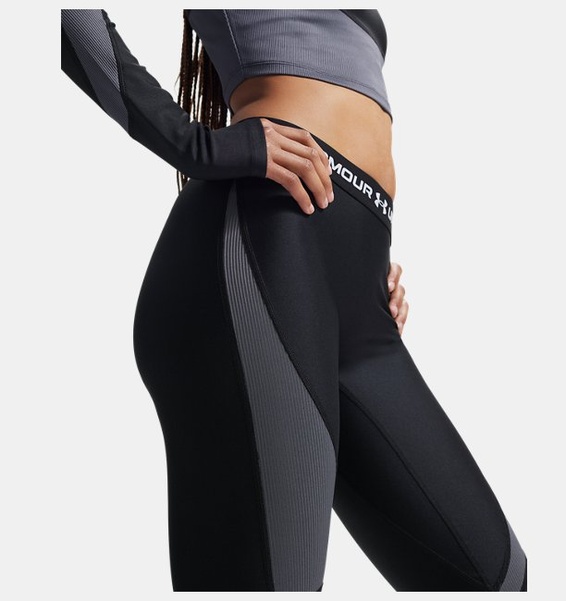 Siyah Kadın UA HeatGear Rib Tayt