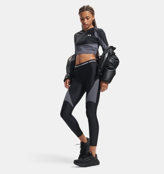 Siyah Kadın UA HeatGear Rib Tayt