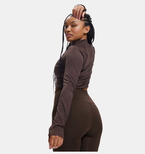 Kahverengi Kadın UA Meridian Suede Effect Uzun Kollu T-Shirt