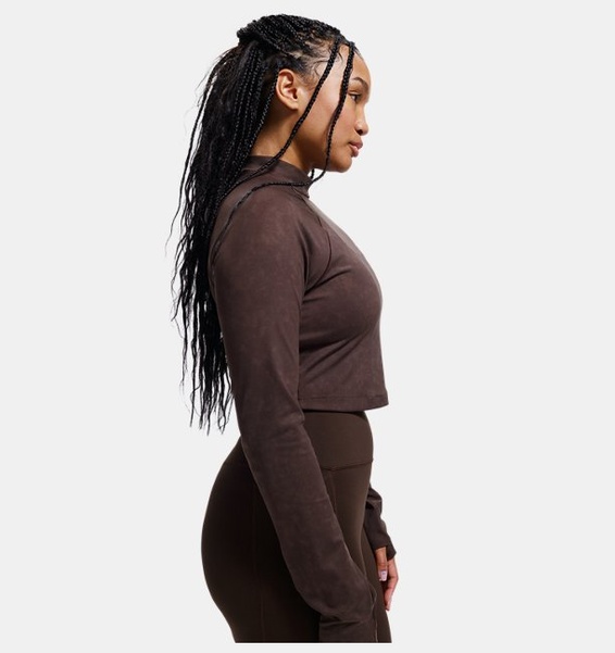 Kahverengi Kadın UA Meridian Suede Effect Uzun Kollu T-Shirt