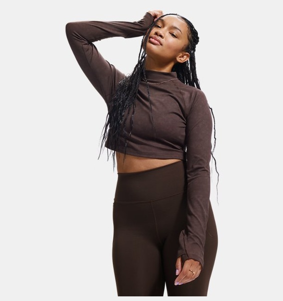 Kahverengi Kadın UA Meridian Suede Effect Uzun Kollu T-Shirt