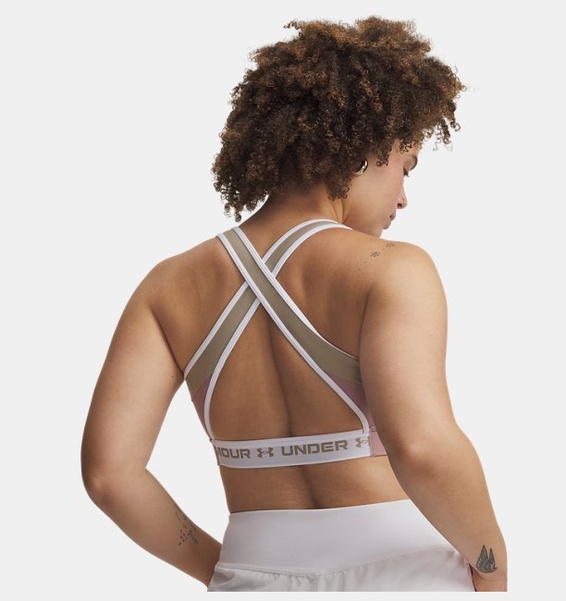 Pembe Kadın UA Crossback Mid Open Back Spor Sütyeni