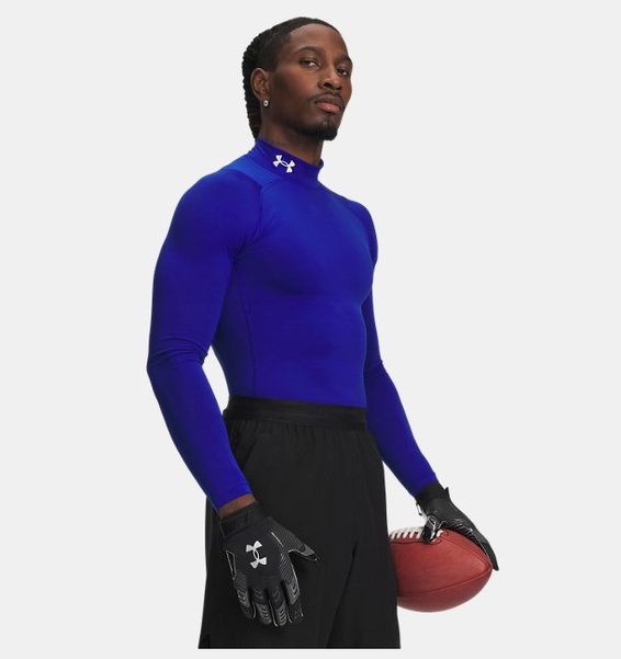 Mavi Erkek UA ColdGear Armour Compression Mock Uzun Kollu T-shirt