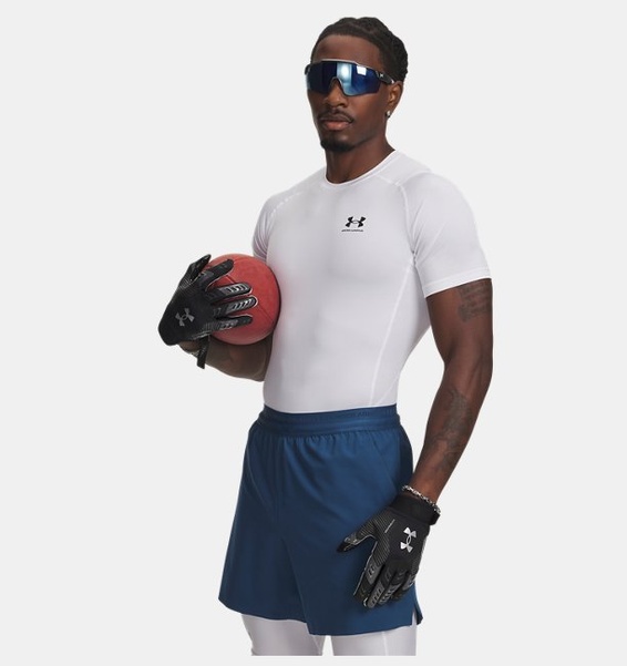 Beyaz Erkek UA HG Armour Comp Kısa Kollu T-shirt