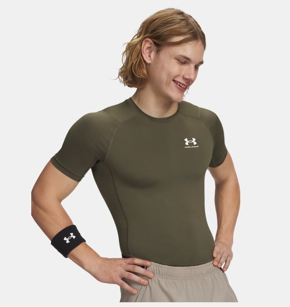 Yeşil Erkek UA HG Armour Comp Kısa Kollu T-shirt