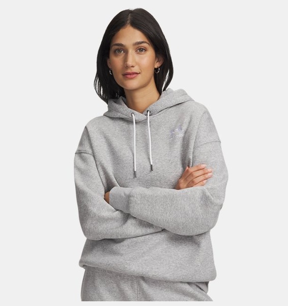 Gri Kadın UA Icon Fleece Oversized Kapüşonlu Üst