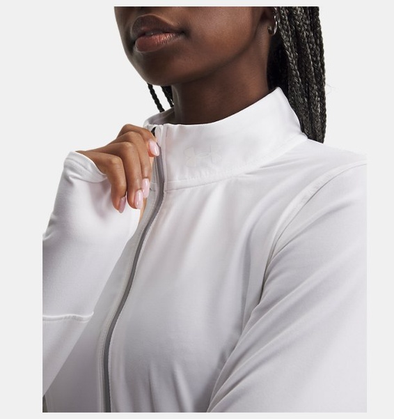 Beyaz Kadın UA Launch Pro Yarım Fermuarlı Uzun Kollu T-shirt