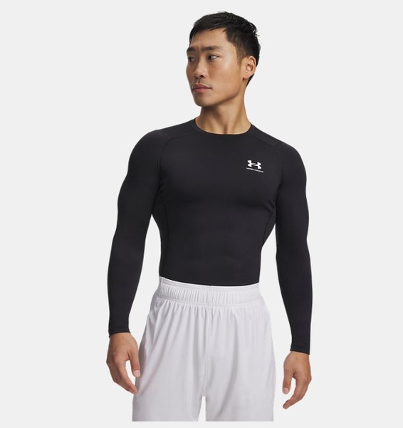 Siyah Erkek UA HG Armour Comp Uzun Kollu T-shirt