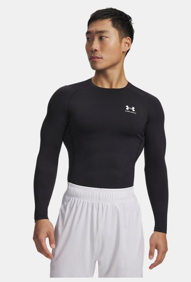 Erkek UA HeatGear Armour Compression Uzun Kollu T-shirt Siyah