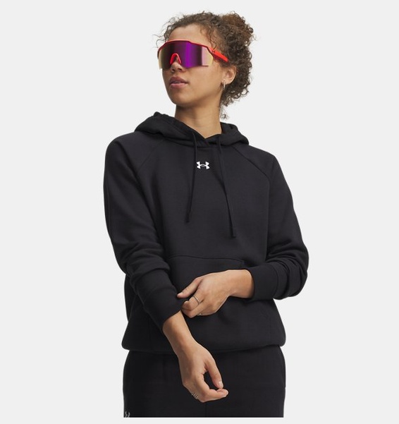 Siyah Kadın UA Rival Fleece Kapüşonlu Üst