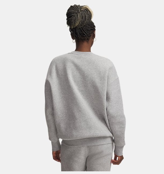 Gri Kadın UA Icon Fleece Oversized Bisiklet Yaka Sweatshirt