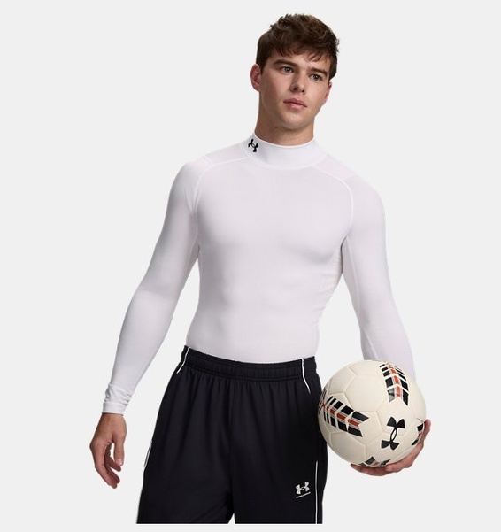 Beyaz Erkek UA HG Armour Comp Mock Uzun Kollu T-shirt