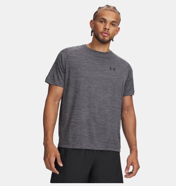 Gri Erkek UA Tech Textured Kısa Kollu T-shirt