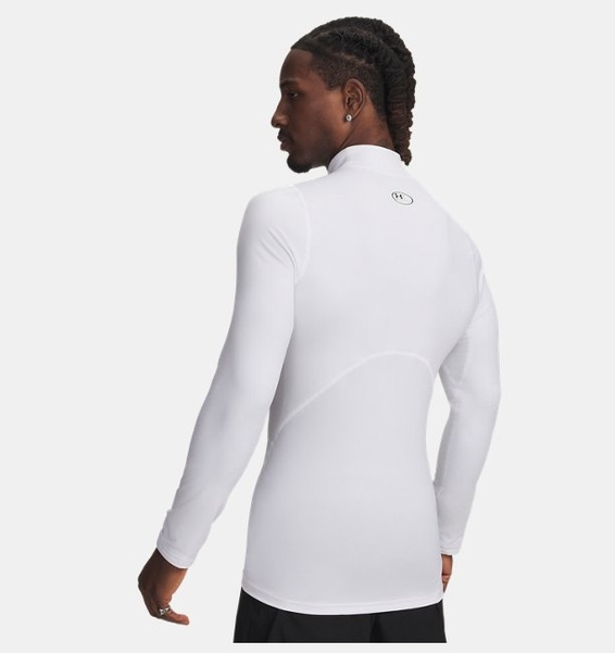 Beyaz Erkek UA ColdGear Armour Fitted Mock Uzun Kollu T-shirt