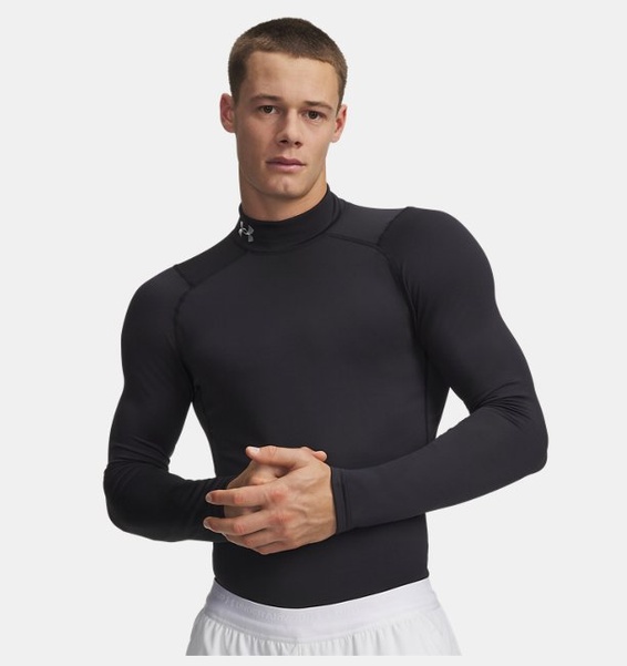 Siyah Erkek UA CG Armour Fitted Mock Uzun Kollu T-shirt